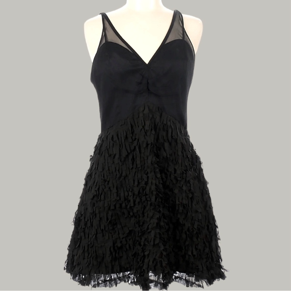 Eva Franco Black Fringe Cocktail Dress